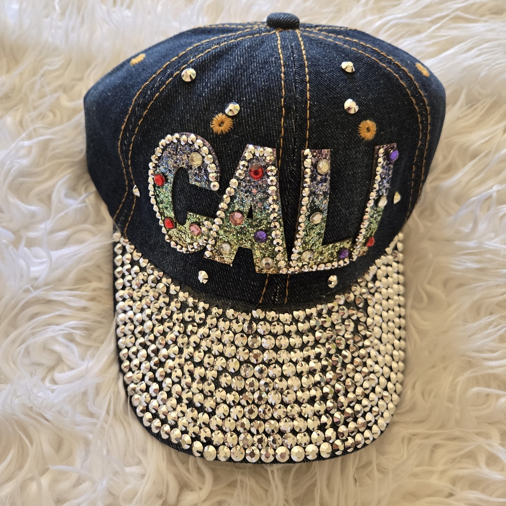 Embellished Denim 'CALI' Cap